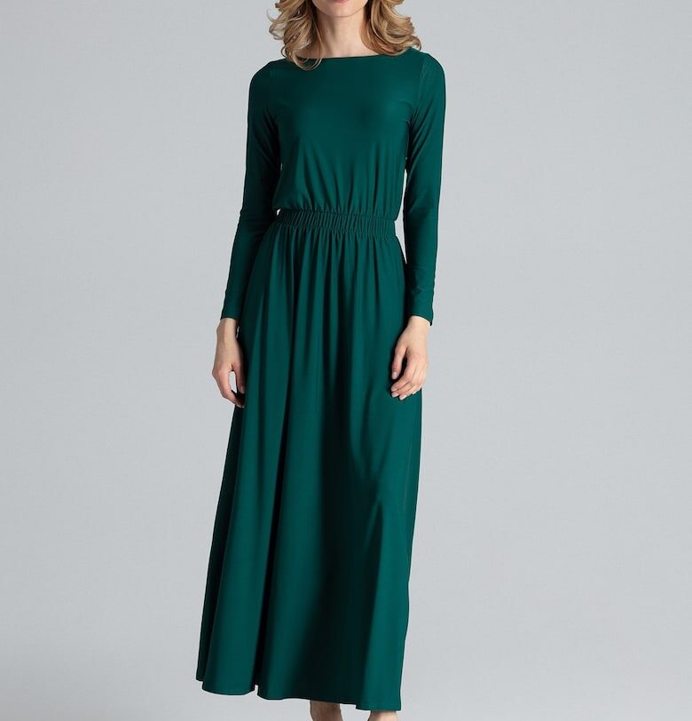 Дамска вечерна рокля Terd M604 зелена Figl