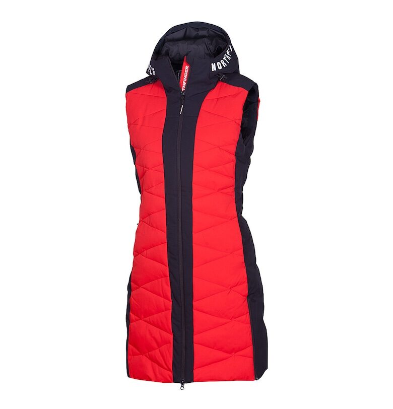 Дамска дълга капитонирана скиорска жилетка Vesta 10K/10K Betty червено-черна - Червен NORTHFINDER
