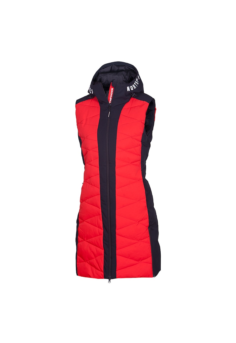 Дамска дълга капитонирана скиорска жилетка Vesta 10K/10K Betty червено-черна - Червен NORTHFINDER