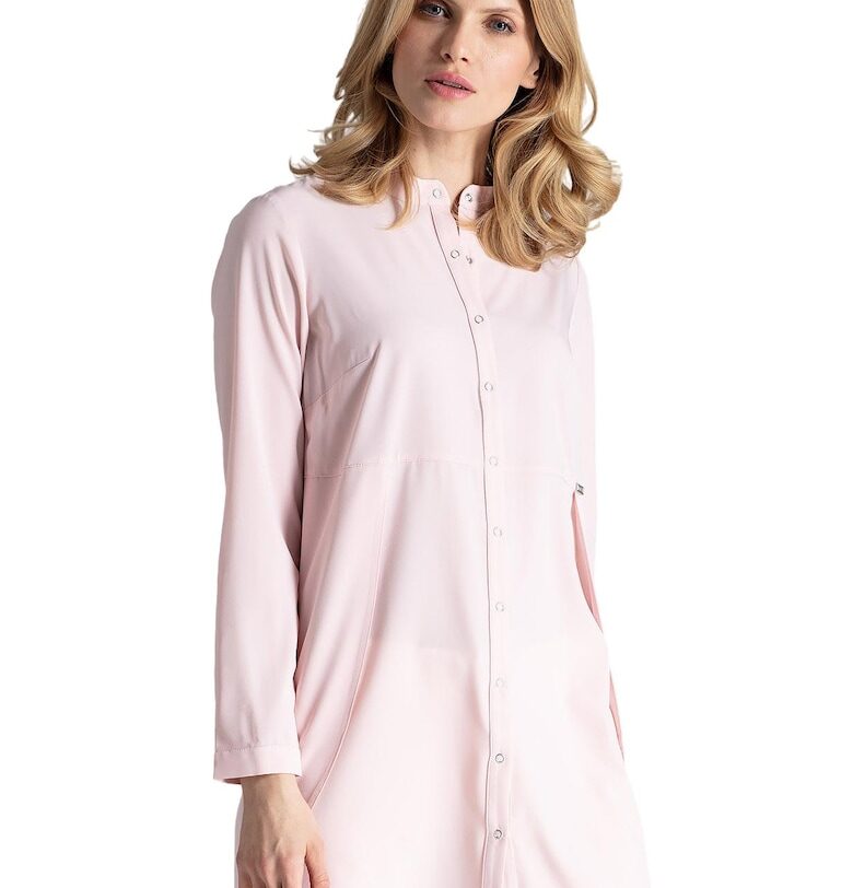 Дамска дълга риза  розова - полиестер и еластан - овърсайз - елегантна и удобна Figl