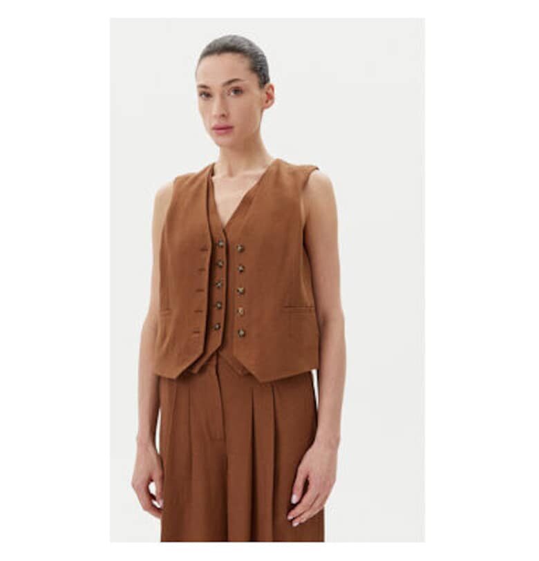 Дамска жилетка  5505840 - вискоза/лен - кафяво - Кафяв Birgitte Herskind