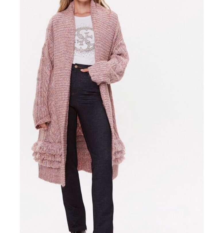 Дамска жилетка  Liliane W3BR43 - дълга - розов GUESS