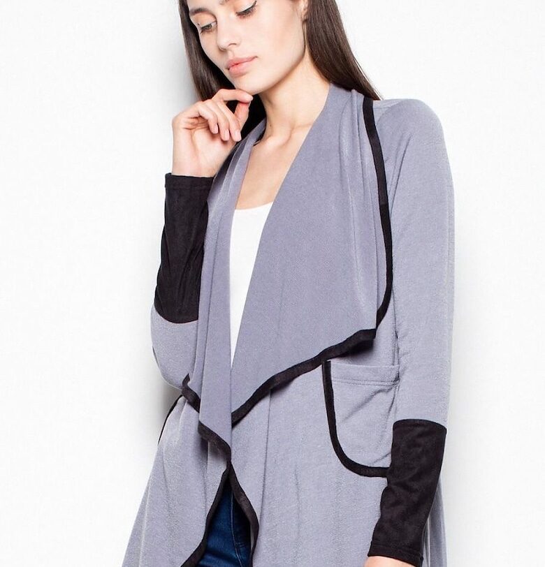 Дамска жилетка  елегантна - сива - с подплатена яка - полиестер Venaton