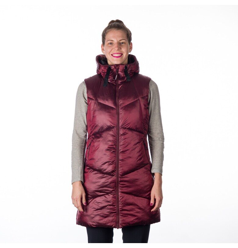 Дамска жилетка с подплата SEAL и фиксирана качулка Rosemary wine NORTHFINDER