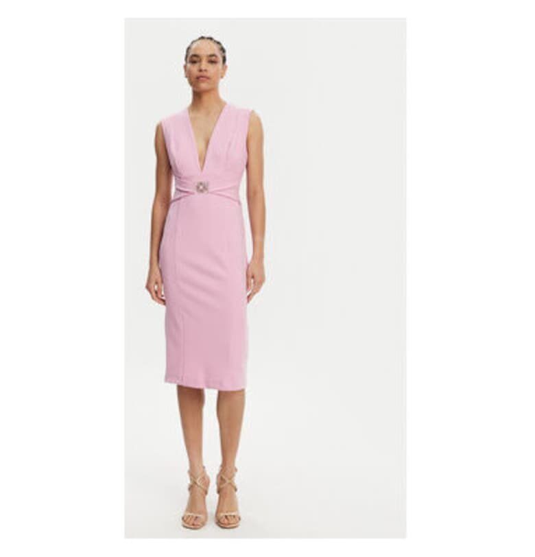 Дамска коктейлна рокля  CFC0123769003 - Синтетика - Розов Rinascimento