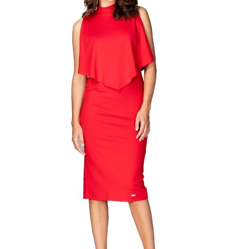 Дамска миди рокля  Kahervydd K480 червена Lenitif