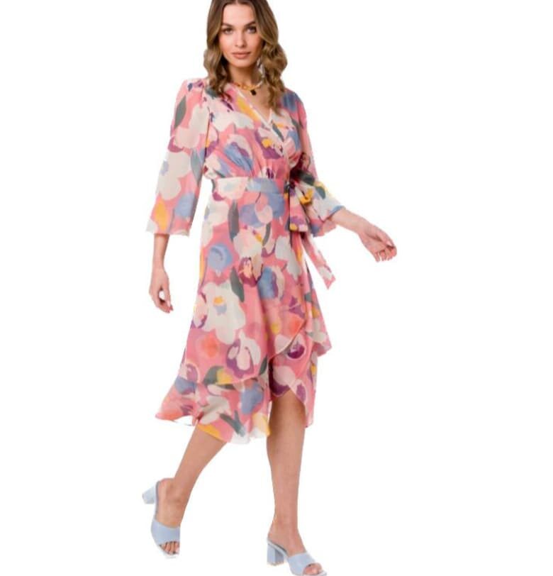 Дамска миди рокля -  Numeak - розова Style