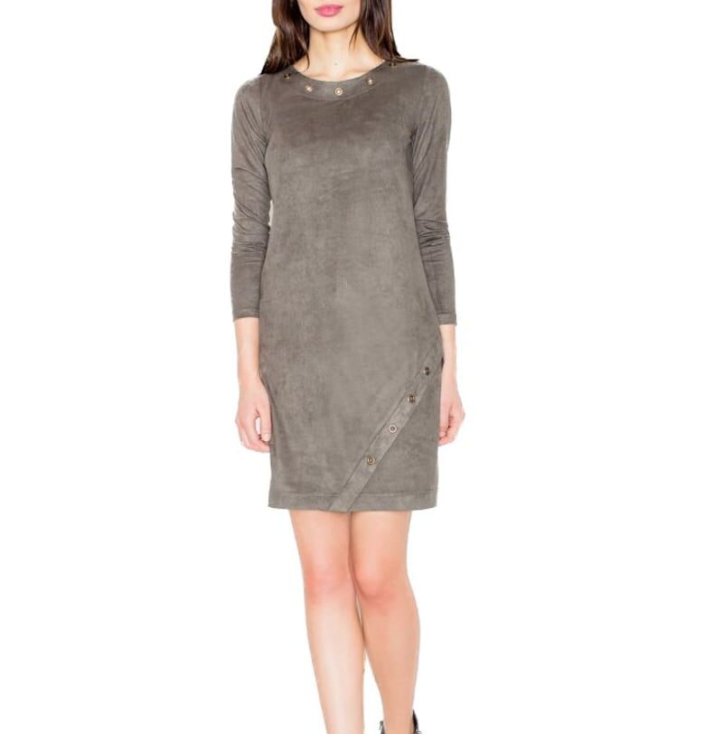 Дамска мини рокля Brendrie M455 маслина Figl