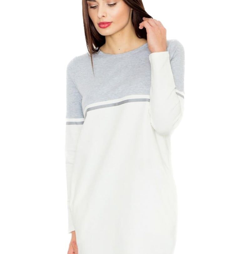 Дамска мини рокля Carnwene M510 бяло-сива Figl