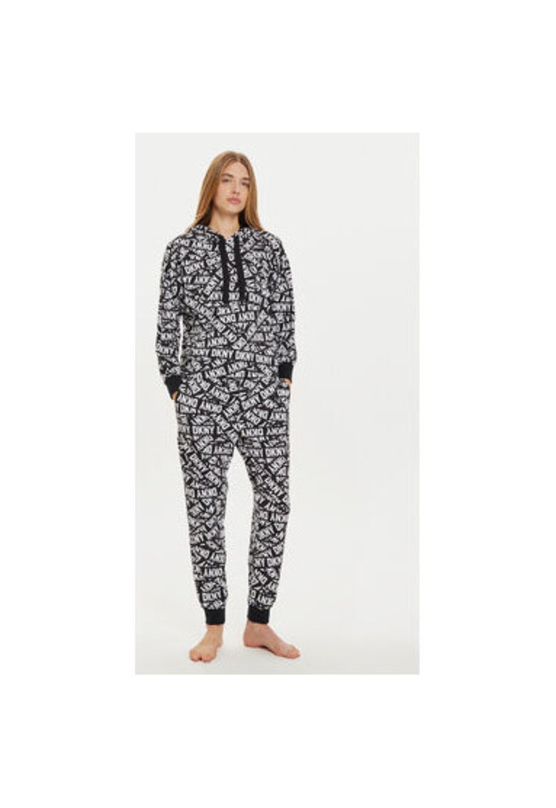 Дамска пижама - 304529290 - Полиестер - Черен DKNY