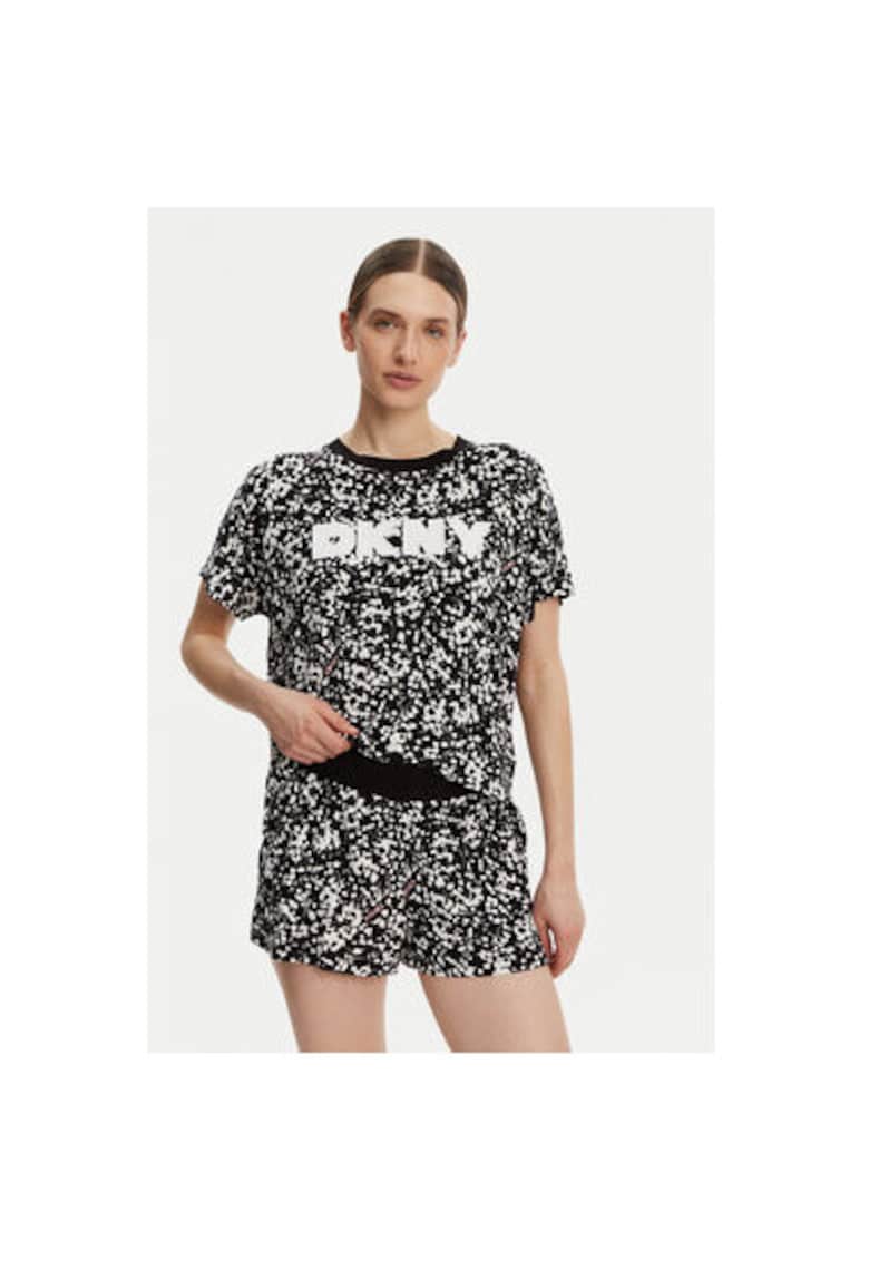 Дамска пижама YI80044 - вискоза - бяло/черно DKNY