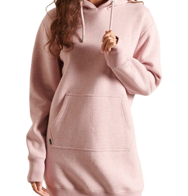 Дамска плетена рокля с качулка Emb Superdry - памучно розово - Superdry  Co