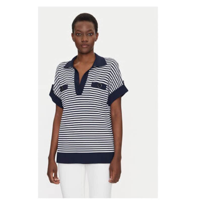 Дамска поло риза  58672 CAIO - вискоза/полиамид - бяло/тъмносиньо - Бял/Тъмносин LUISA SPAGNOLI