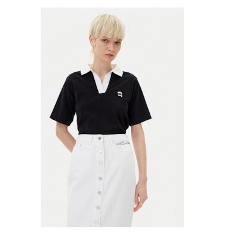 Дамска поло риза  A2W17111 - Органичен памук - Черна - Черен Karl Lagerfeld