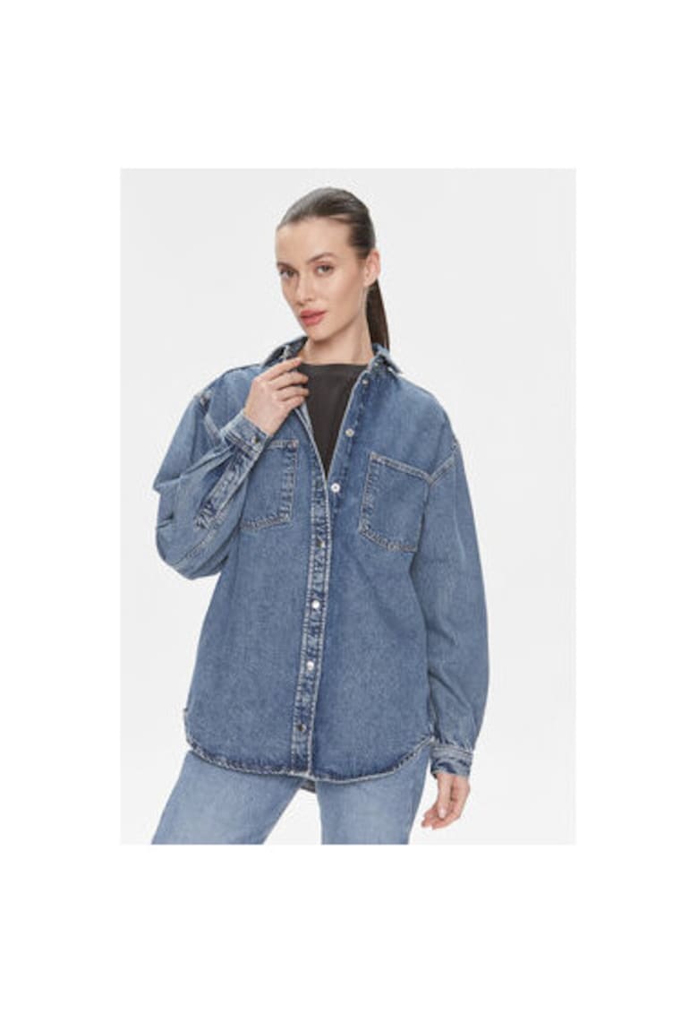 Дамска риза - 303646738 - Памук - Син - Син Samsoe Samsoe