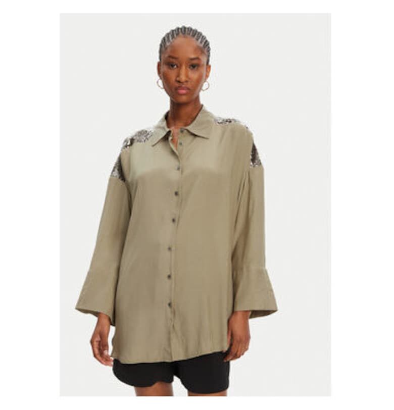 Дамска риза  53-7027 - вискоза/лен - зелена Access fashion