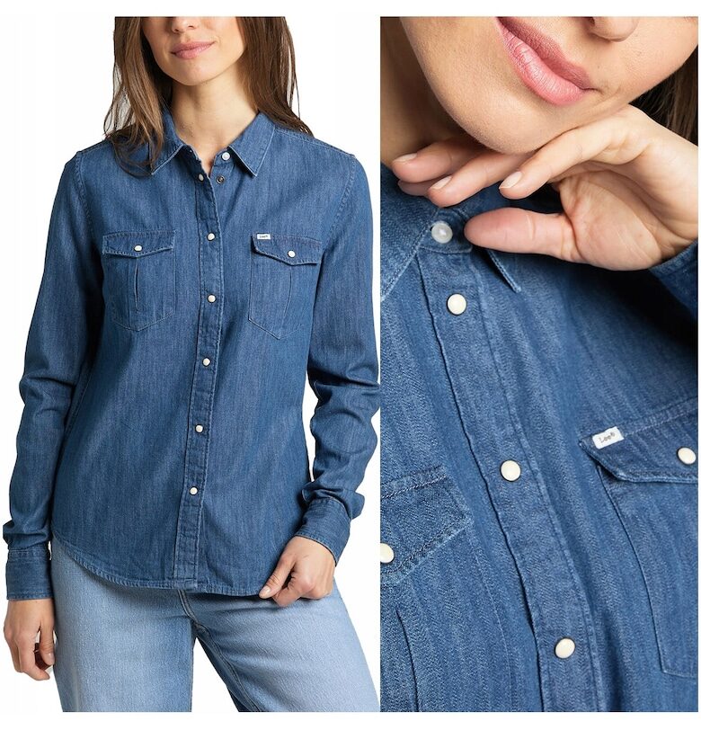 Дамска риза -  Regular Western - Кройка: Regular Fit - Закопчаване: Tick-ове - Състав на материала: 100% памук - Брой джобове: 2 - XS - Синя - 1 брой Lee