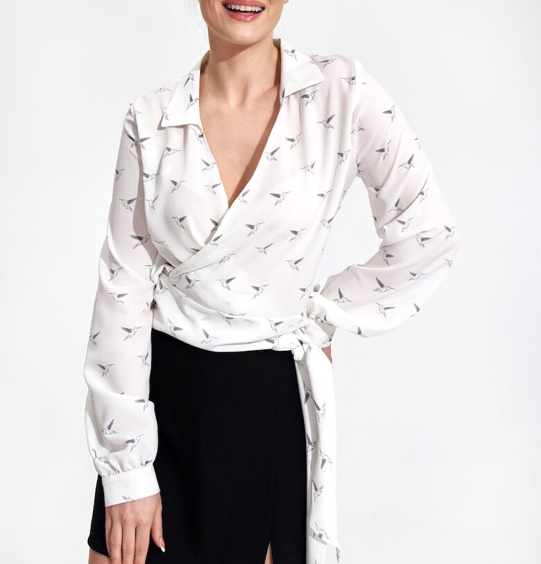 Дамска риза -  Полиестер/Еластан/Вискоза - Бяла - Figl