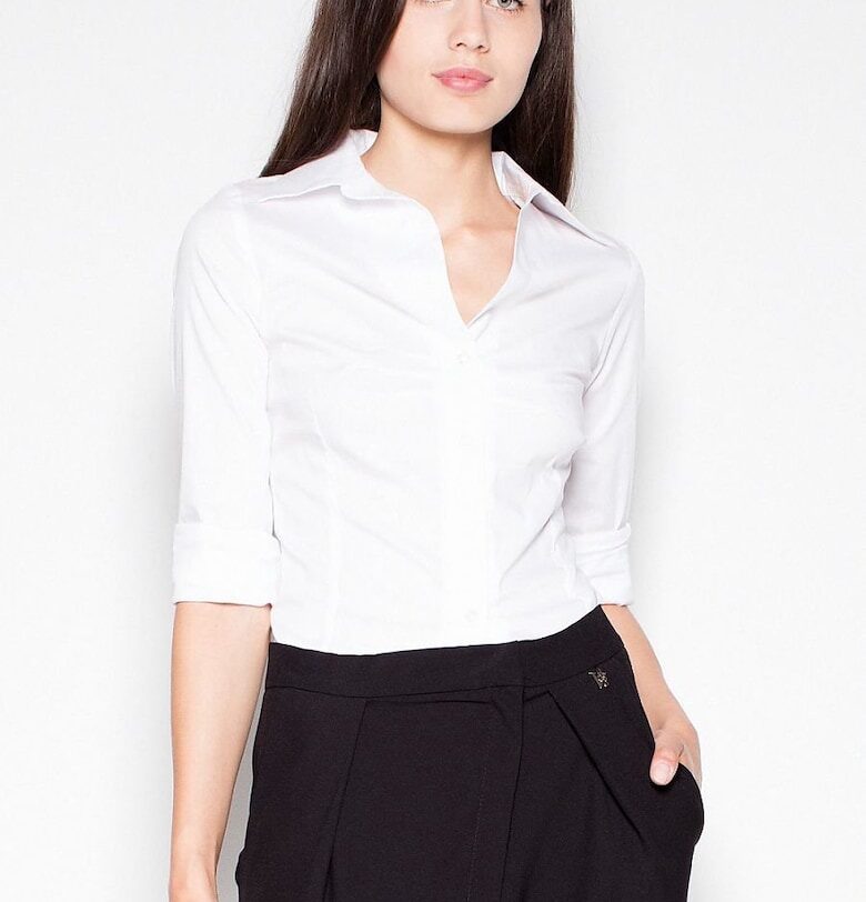 Дамска риза -  бяла - 80% памук - дълъг ръкав - Venaton