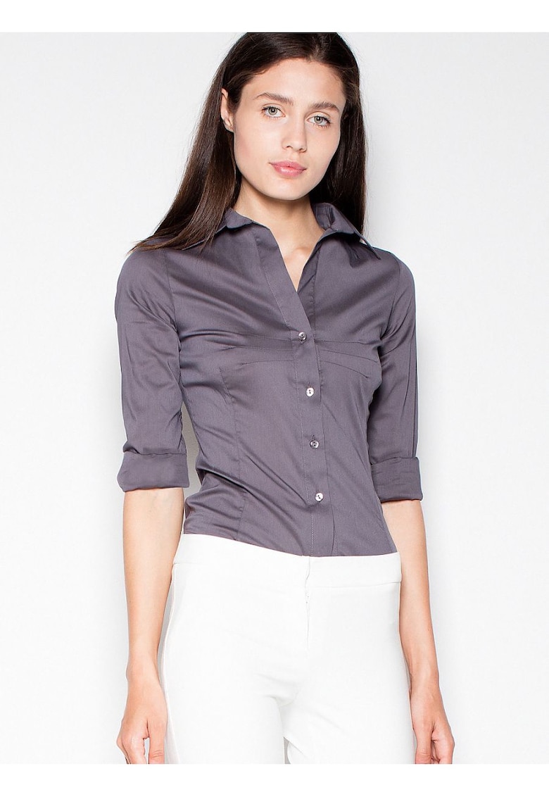 Дамска риза - дълга - сива - 80% памук Venaton
