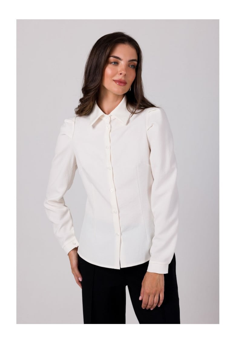 Дамска риза с дълъг ръкав - Annamue - кремава - Бял BeWear