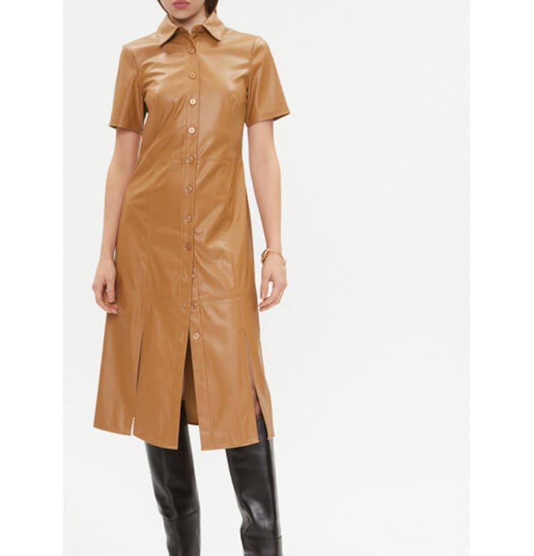 Дамска рокля -  303206604 - Екокожа/Полиестер - Кафяв DKNY