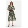 Дамска рокля -  303918934 - Рециклиран полиестер/Полиестер - Зелена Morgan