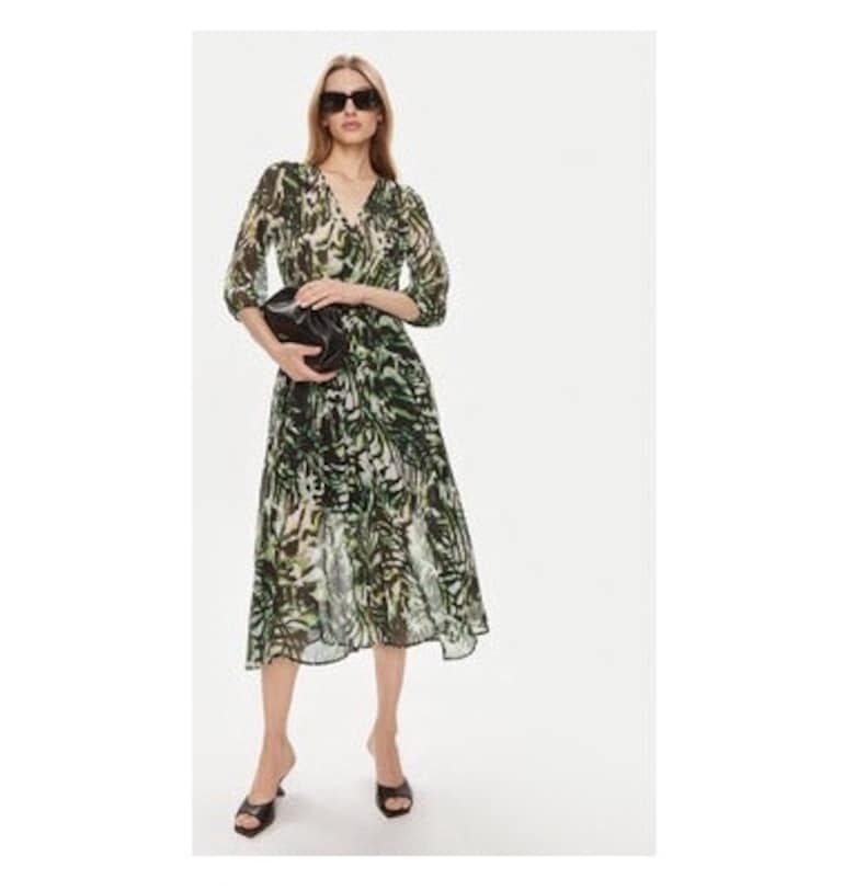 Дамска рокля -  303918934 - Рециклиран полиестер/Полиестер - Зелена Morgan