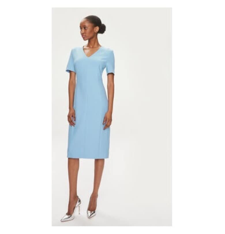 Дамска рокля -  304011375 - Вискоза/Полиестер - Син BOSS