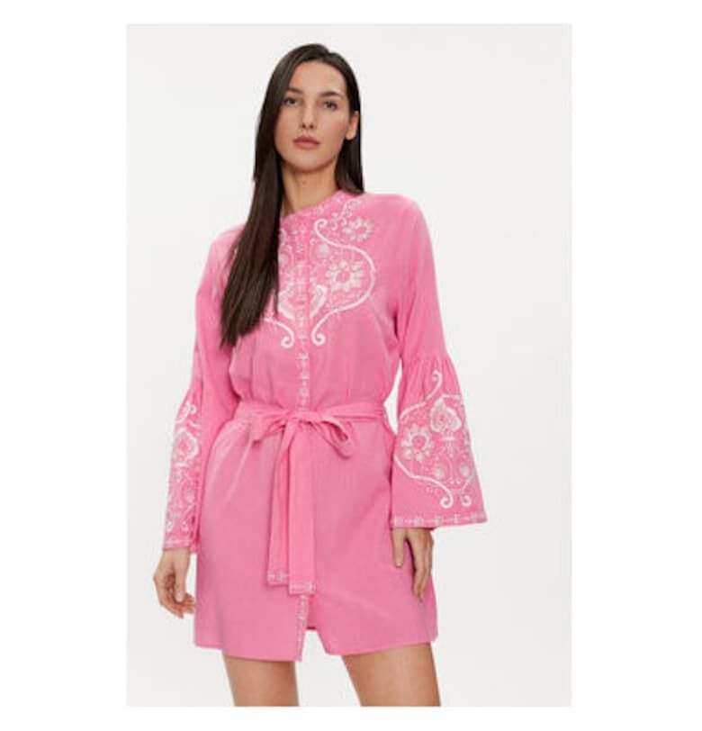 Дамска рокля - Мелиса Одабаш - 303700812 - Памук/Лен - Розов Melissa odabash