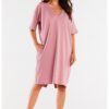 Дамска рокля  Памук - M303 - Розов - InfiniteYou