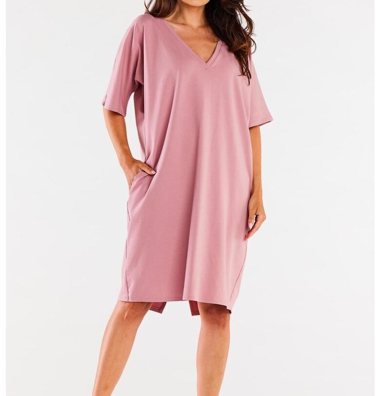 Дамска рокля  Памук - M303 - Розов - InfiniteYou