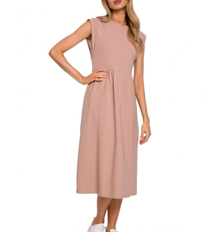 Дамска рокля -  Памук/Еластан - Бежова - MOE