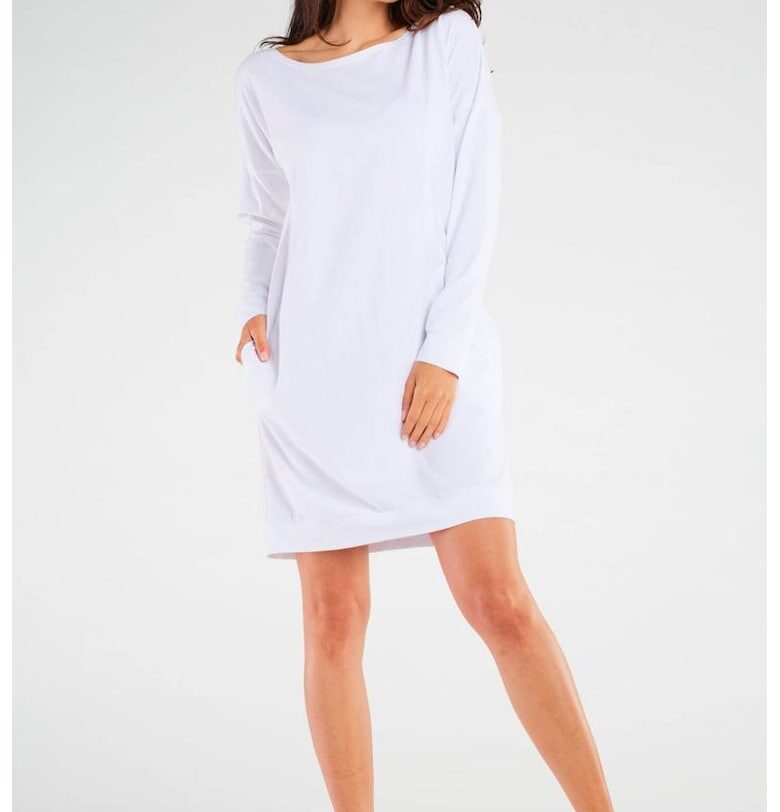 Дамска рокля -  Памук/Ликра - Бяла InfiniteYou