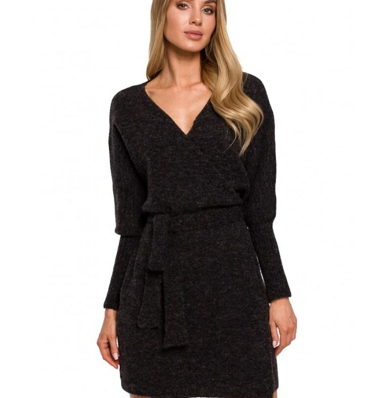 Дамска рокля -  Полиестер/Вълна - Черна MOE