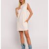 Дамска рокля - мини - с покрити рамене - Полиестер - Бяла MOE
