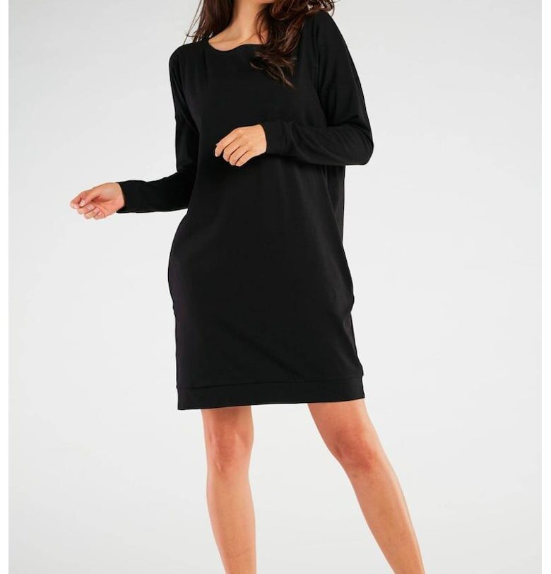 Дамска рокля -  памук/ликра - черна InfiniteYou