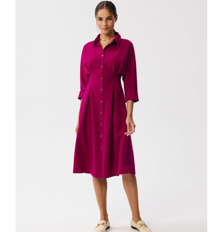 Дамска рокля-риза -  Camedes - слива Stylove