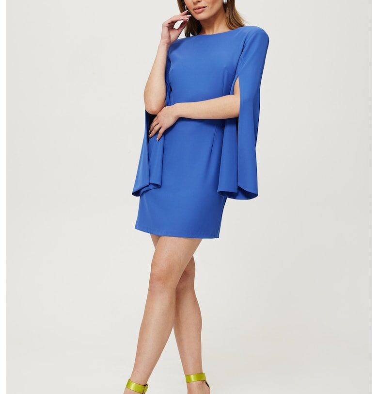 Дамска рокля - с разкроени ръкави - Полиестер - Синя MOE