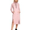 Дамска рокля - с ръкав - полиестер - памук - бледо розово MOE