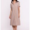 Дамска рокля - тип риза - Полиестер - Бежова OEM