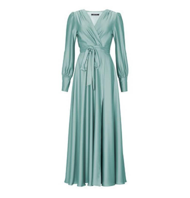 Дамска рокля - тип „люлка“ - 302950300 - Полиестер - 34 - Зелена Swing