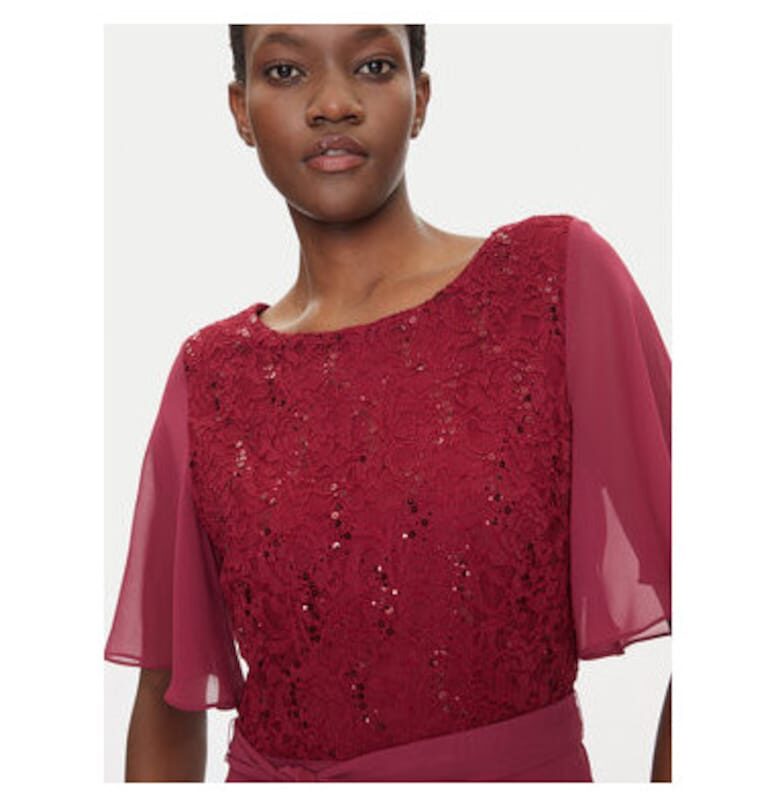 Дамска рокля тип „люлка“ - 5AI02500 - Полиестер - 36 EU - Бордо Swing