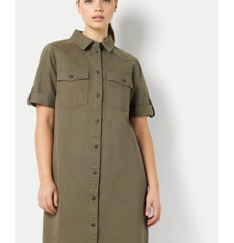 Дамска рокля - шумен май - каки - памук Noisy May