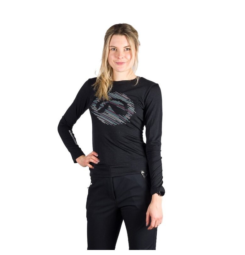 Дамска спортна тениска  Aracely мериносова вълна - черна - Черен NORTHFINDER