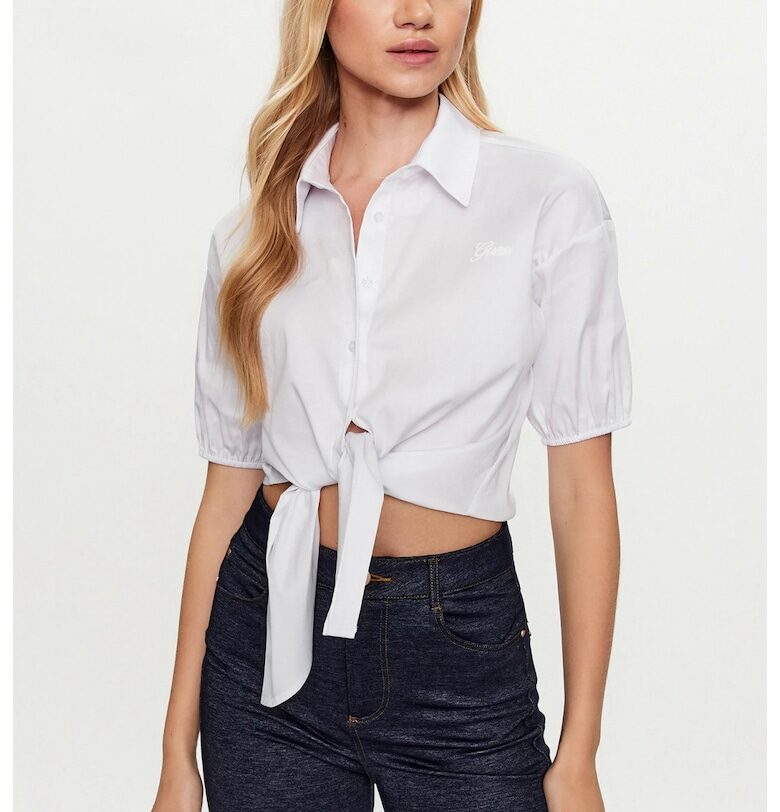 Дамска стандартна риза  с преден възел W3GH71 - Бял GUESS