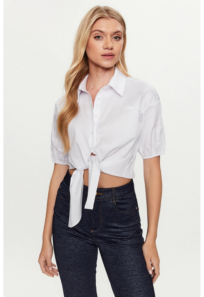 Дамска стандартна риза с преден възел W3GH71 - Бял GUESS
