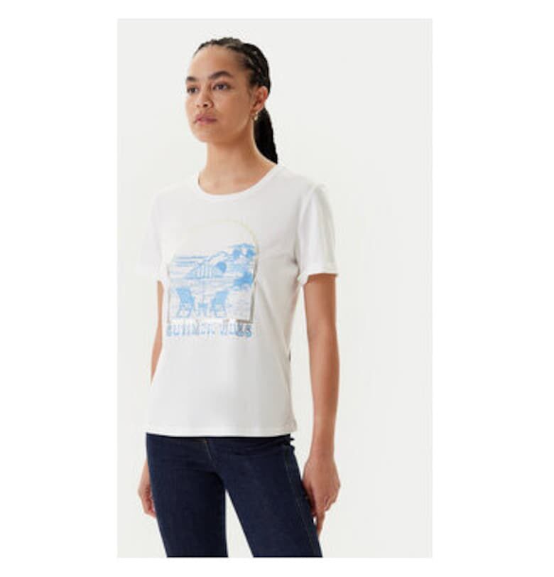 Дамска тениска  251-DVIBES - памук/модал - бяла - Бял Morgan