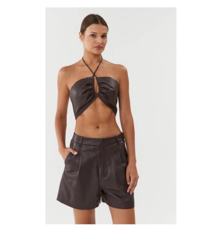 Дамска тениска -  302655977 - Естествена кожа - Кафява - Кафяв GESTUZ