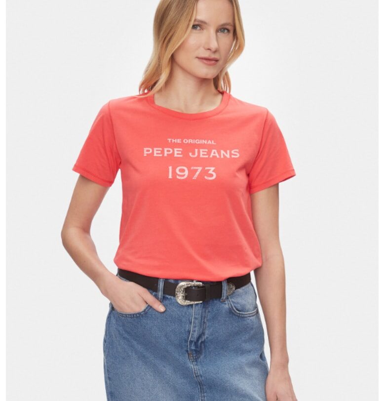 Дамска тениска -  303438593 - Памук - Червен Pepe Jeans